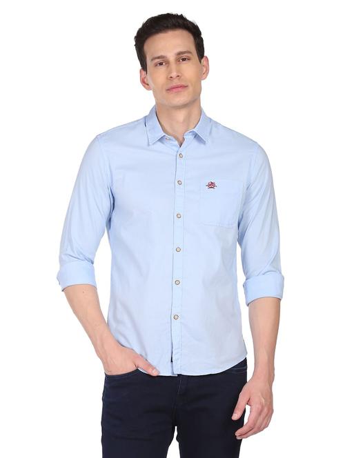 light blue solid casual shirt - 18544213 - Very Small Image - 1