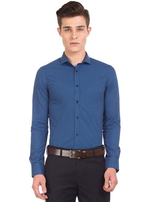 blue printed casual shirt - 18544227 - Very Small Image - 1