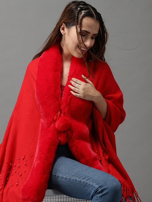 Pearl Embellished Wool Poncho - 18545266 - Very Small Image - 1
