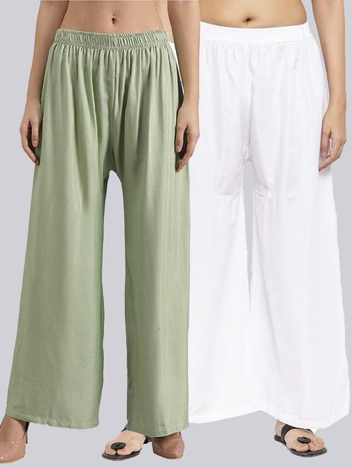 Pack Of 2 Solid Flared Palazzos - 18546469 - Very Small Image - 1