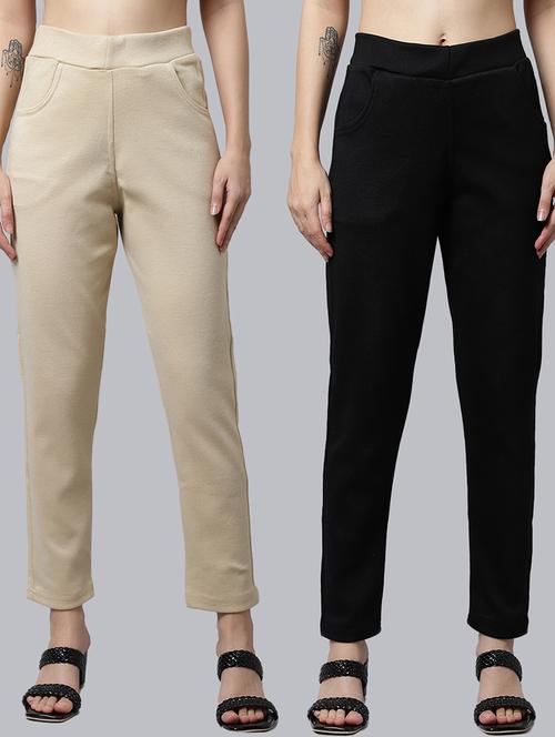 women pack of 2 solid woolen jeggings - 18546829 - Very Small Image - 1