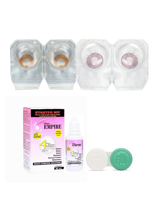 honey-voilet colored contact lens 2 pair with case and solution (0 power) - 18548601 - Very Small Image - 1