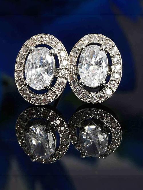 white metal studs earring - 18551203 - Very Small Image - 1