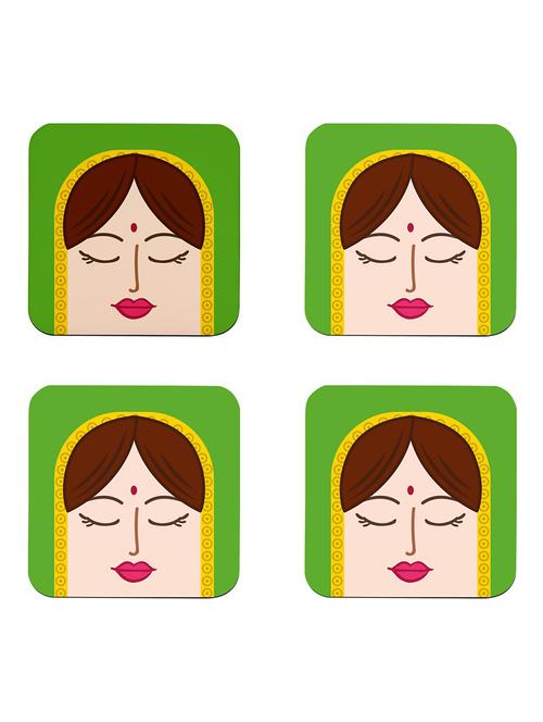 sanskari mom printed coaster set - 18552239 - Very Small Image - 1