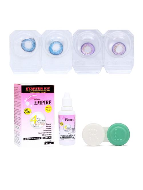 deep blue-violet 2 pair colored contact lens with case & solution (0 power) - 18555977 - Very Small Image - 1