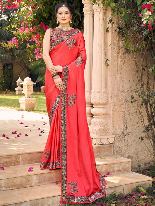 tassel detailed printed saree  with blouse - 18558498 - Very Small Image - 1