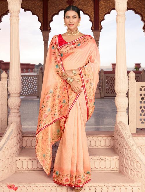 lace detailed floral saree  with blouse - 18558527 - Very Small Image - 1