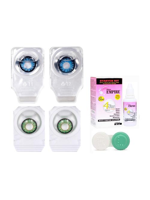 colored contact lens zero power with case & 30ml solution blue-turquoise - 18561894 - Very Small Image - 1