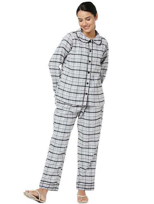 checkered printed nightwear pajama set  - 18564511 - Very Small Image - 1