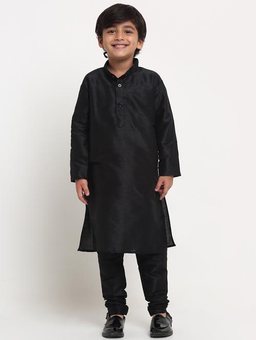 boys black solid kurta pajama set  - 18565323 - Very Small Image - 1