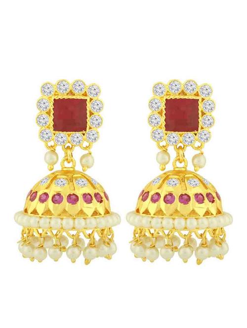 red brass jhumka earring - 18565535 - Very Small Image - 1