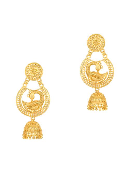 gold metal jhumka earring - 18565590 - Very Small Image - 1