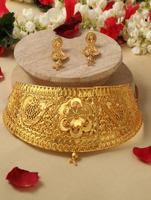 gold plated necklace earring set  - 18565814 - Very Small Image - 1