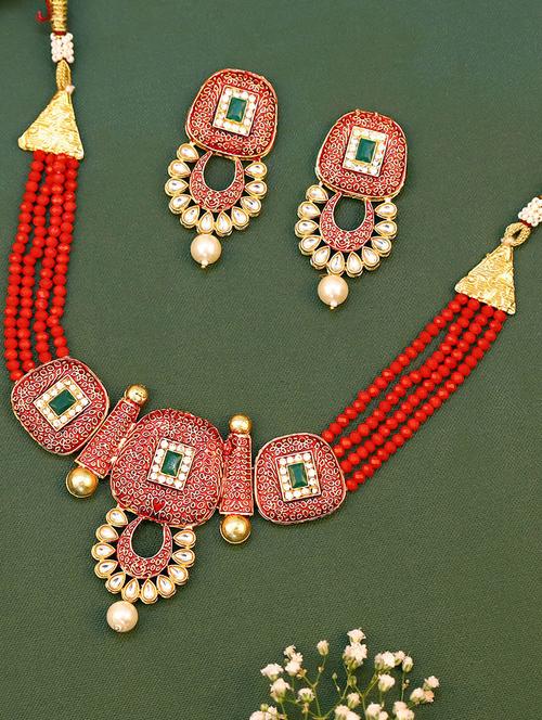  round alloy gold plated collar necklace set - 18565821 - Very Small Image - 1