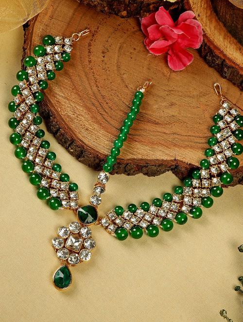 gold plated maang tikka  - 18566953 - Very Small Image - 1