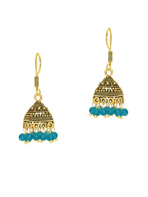 blue metal jhumka earring - 18567266 - Very Small Image - 1