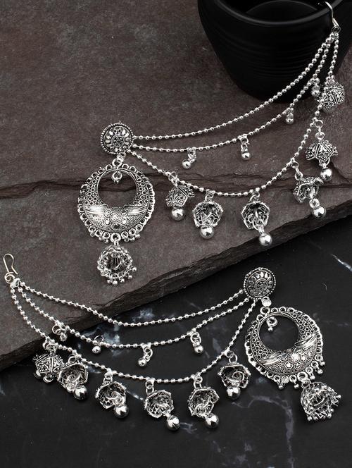 silver metal chandballi earring - 18567298 - Very Small Image - 1