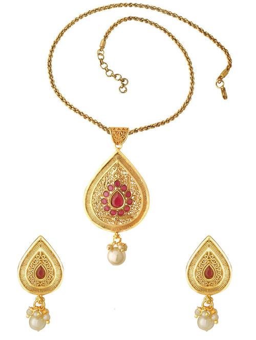 gold plated necklace earing set  - 18567625 - Very Small Image - 1