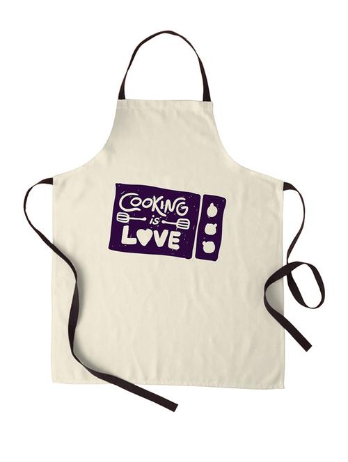 cooking is love printed canvas cotton kitchen apron for women/men (55 cms x 81 cms) - 18567662 - Very Small Image - 1