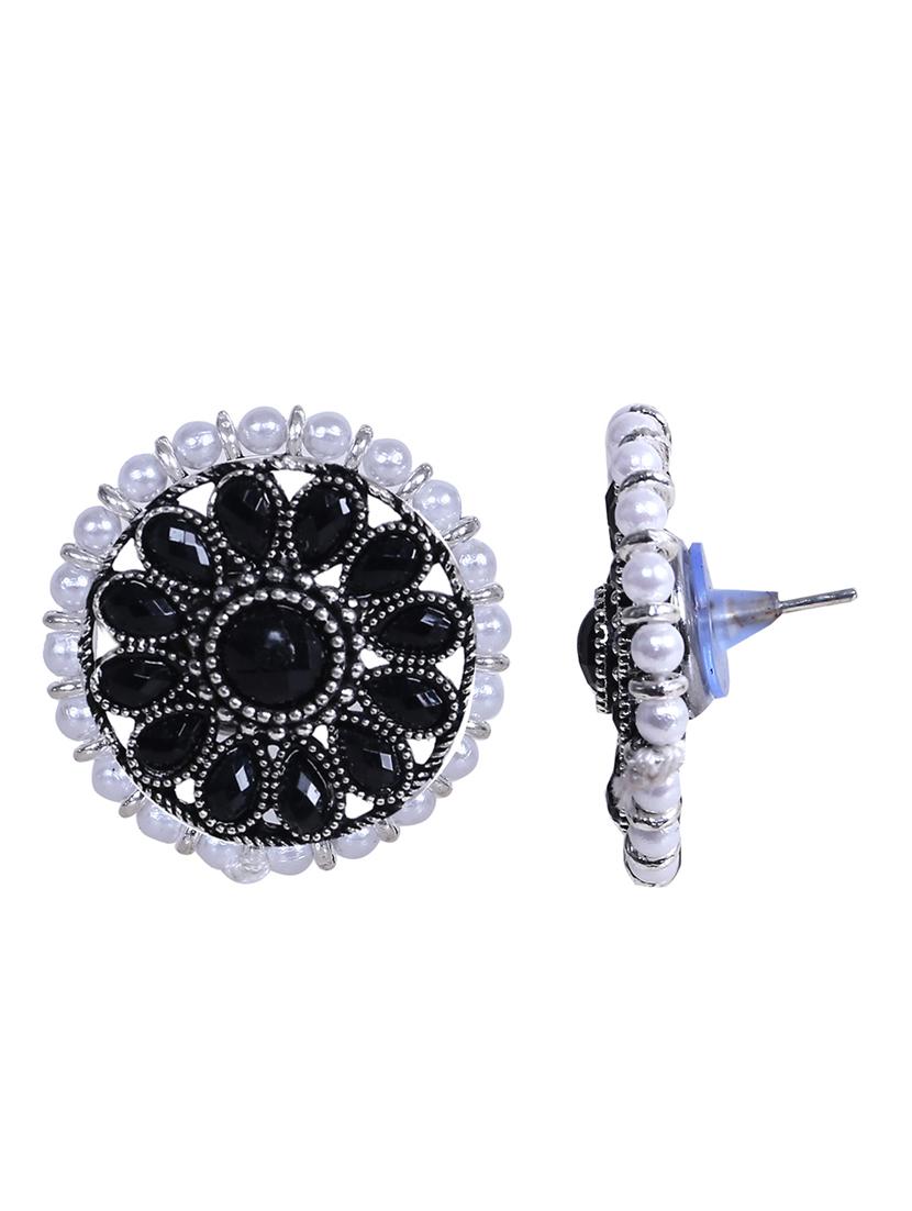 multi colored silver plated studs earring - 18570348 - Standard Image - 2