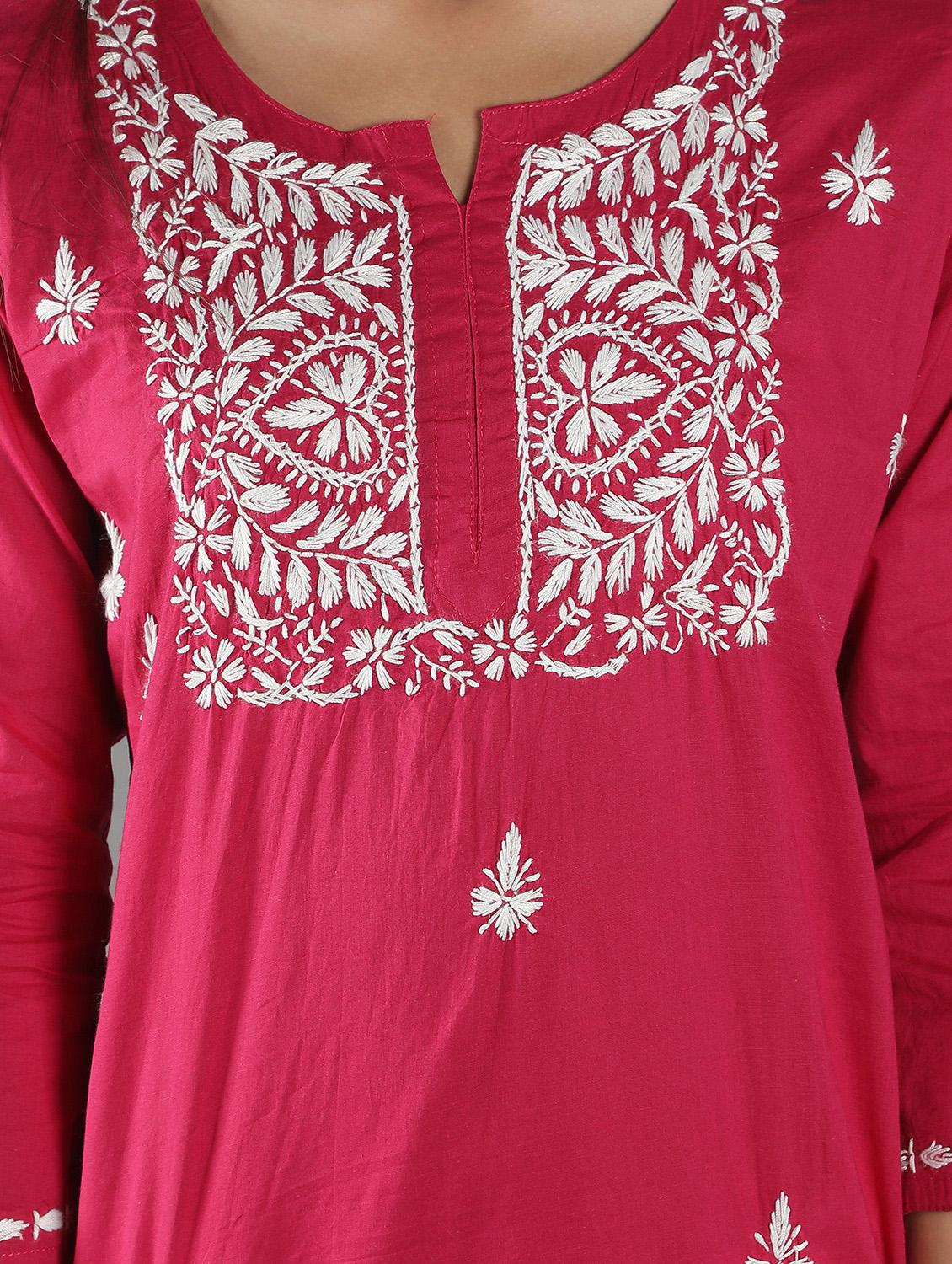 chikankari embroidered short kurti - 18573349 - Standard Image - 4