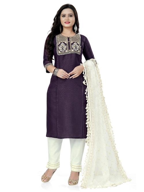 yoke embroidered straight kurta - 18574499 - Very Small Image - 1