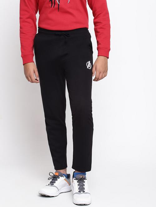 boys solid black cotton track pant - 18574946 - Very Small Image - 1