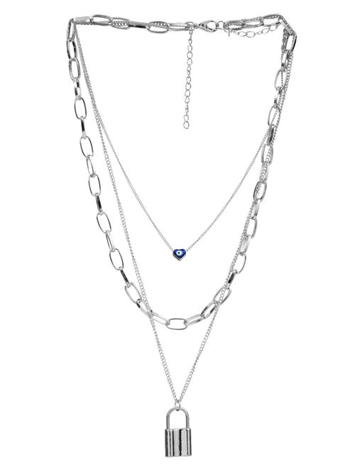 silver plated layered necklace  - 18575501 - Very Small Image - 1