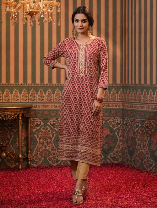 women's straight kurta - 18575858 - Very Small Image - 1