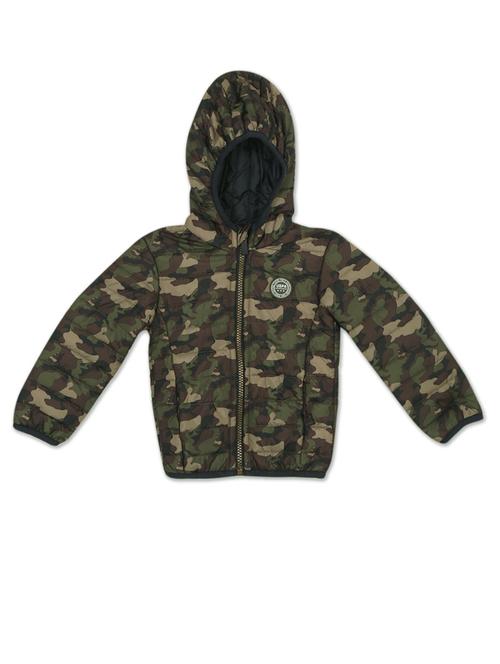 boys olive long sleeve camo print hooded jacket - 18575875 - Very Small Image - 1