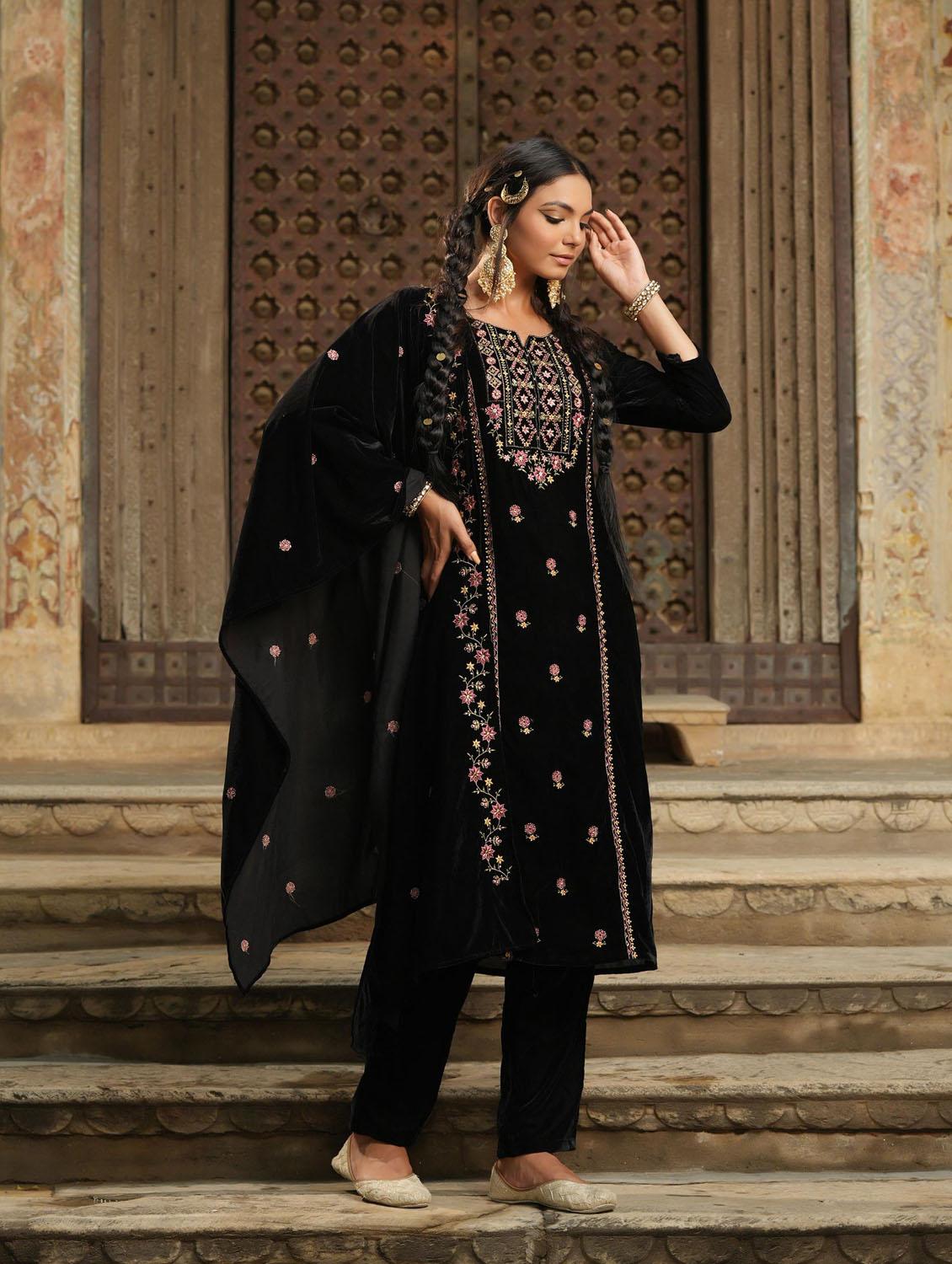 embroidered kurta pant set with dupatta - 18576148 - Standard Image - 2