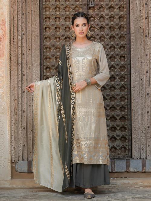 sequined kurta sharara set with dupatta - 18576157 - Very Small Image - 1