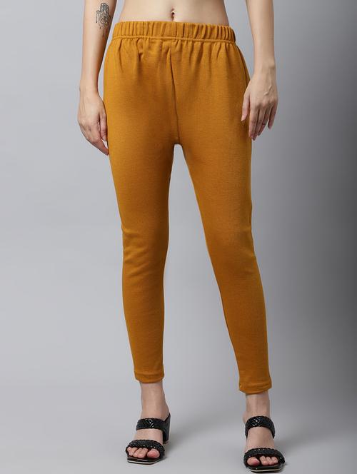 yellow solid woolen legging - 18578417 - Very Small Image - 1
