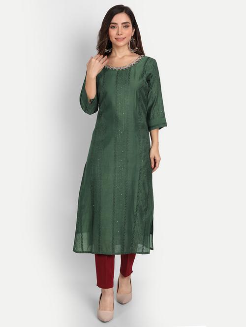 Self Design Straight Kurta - 18578626 - Very Small Image - 1
