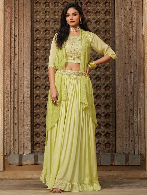 mirror work lehenga choli with dupatta  - 18579126 - Very Small Image - 1