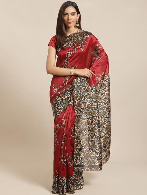 women's printed multi colored saree with blouse - 18582989 - Very Small Image - 1