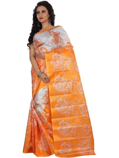 women's paisley orange colored saree with blouse - 18583075 - Very Small Image - 1