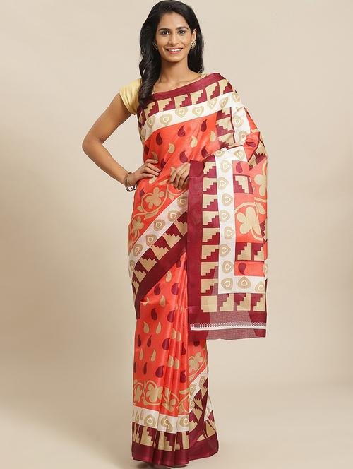women's printed multi colored saree with blouse - 18583657 - Very Small Image - 1