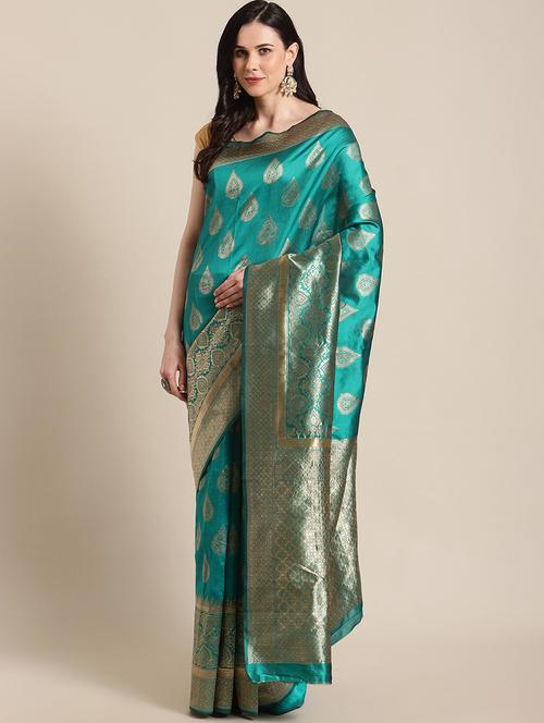 women's self design sea green colored saree - 18583747 - Very Small Image - 1