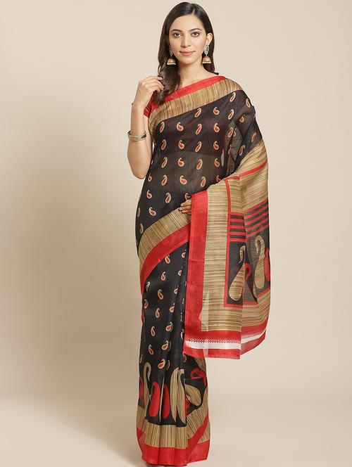 women's paisley multi colored saree with blouse - 18583931 - Very Small Image - 1