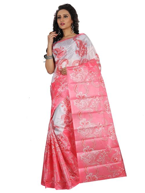 women's paisley pink colored saree with blouse - 18584150 - Very Small Image - 1