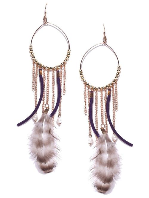 gold metal drop earring - 18585092 - Very Small Image - 1