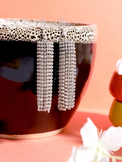 silver metal drop earring - 18585729 - Very Small Image - 1