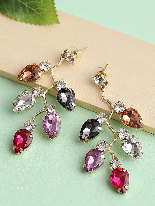 multi colored brass drop earring - 18585760 - Very Small Image - 1