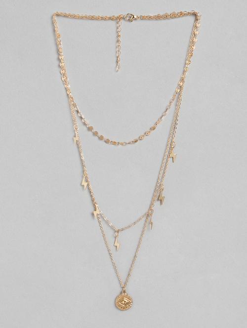 gold plated evil eye chain layered pendant detailing necklace - 18585860 - Very Small Image - 1