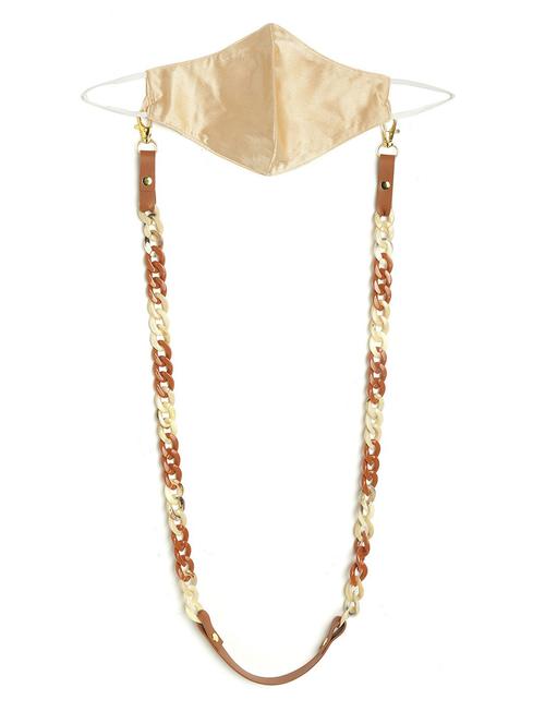 golden reusable  face mask with brown chain - 18585876 - Very Small Image - 1