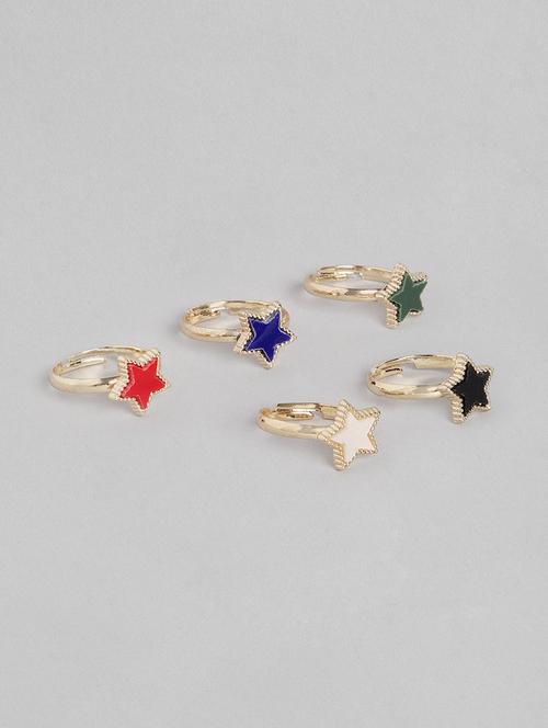  set of 5 multi color gold plated rings - 18585900 - Very Small Image - 1