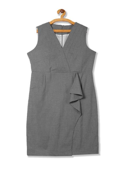 v neck solid a-line dress - 18586296 - Very Small Image - 1