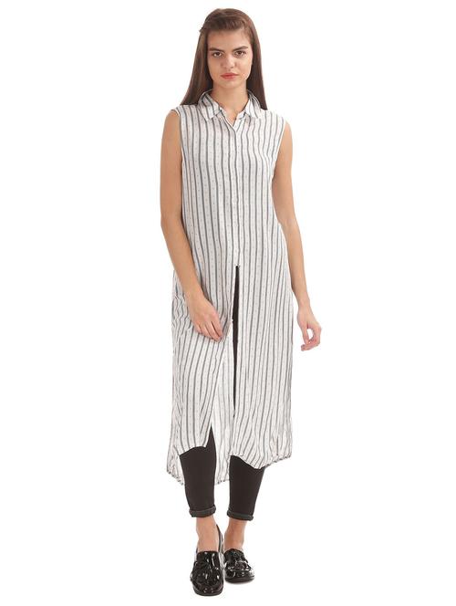 women's high-low collared top - 18586707 - Very Small Image - 1