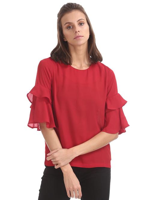 women's straight round neck top - 18586717 - Very Small Image - 1